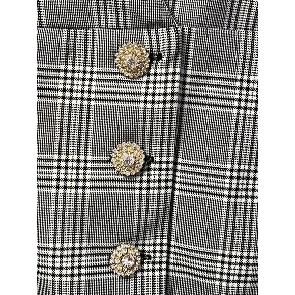 Zara Plaid Blazer Mini Dress Women's Size XS Jeweled Buttons L/S Faux Wrap Style - Picture 6 of 16